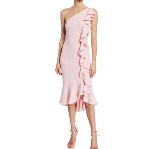 Likely Linette One-Shoulder Light Pink Ruffle Cocktail Dress - Size 10